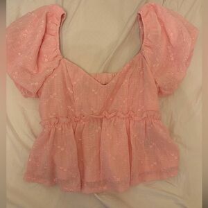 Trixxi Blush Pink Puff Sleeve Blouse